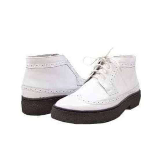 British Walkers Wingtips Limited Men's All White Leather High Tops - Picture 1 of 8